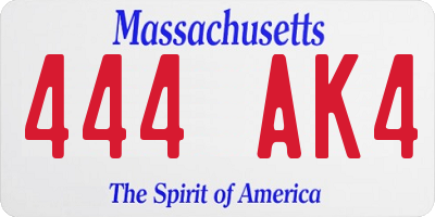 MA license plate 444AK4