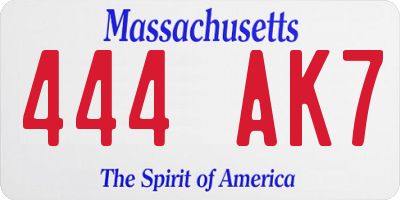MA license plate 444AK7