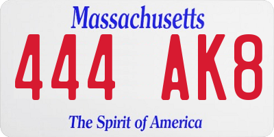 MA license plate 444AK8
