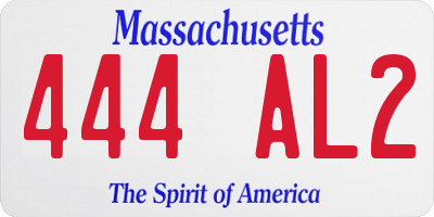 MA license plate 444AL2