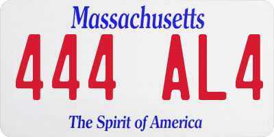 MA license plate 444AL4