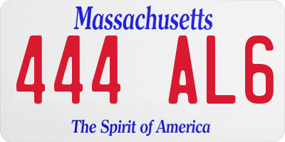 MA license plate 444AL6