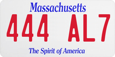 MA license plate 444AL7