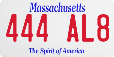 MA license plate 444AL8