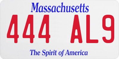 MA license plate 444AL9