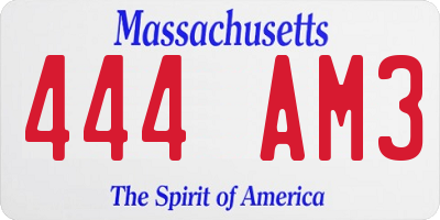 MA license plate 444AM3