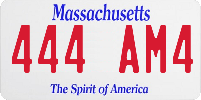 MA license plate 444AM4