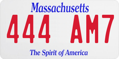MA license plate 444AM7