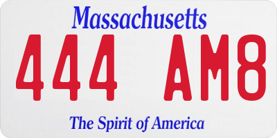 MA license plate 444AM8