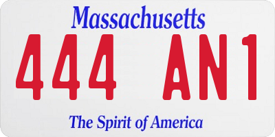 MA license plate 444AN1