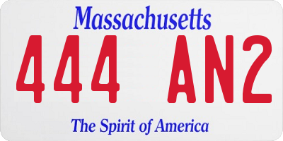 MA license plate 444AN2