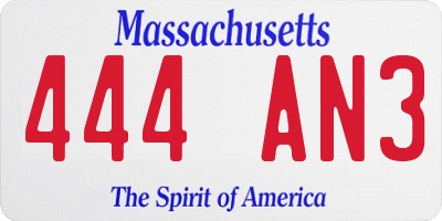 MA license plate 444AN3