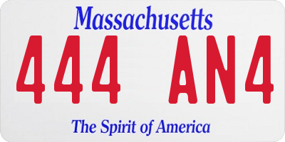 MA license plate 444AN4