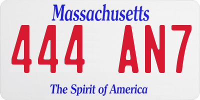 MA license plate 444AN7