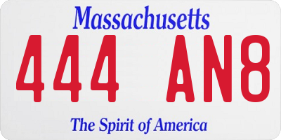 MA license plate 444AN8