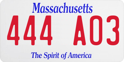 MA license plate 444AO3