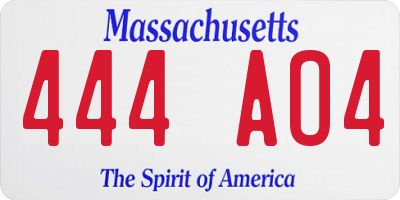 MA license plate 444AO4