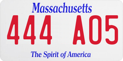 MA license plate 444AO5
