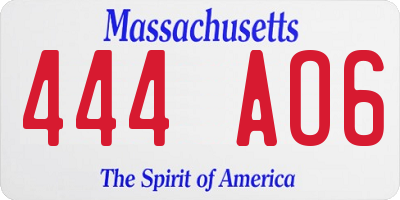 MA license plate 444AO6