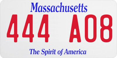 MA license plate 444AO8