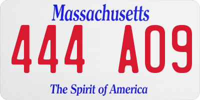 MA license plate 444AO9
