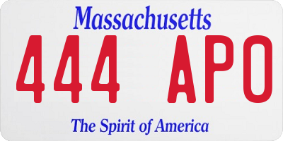 MA license plate 444AP0