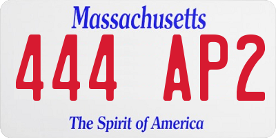 MA license plate 444AP2