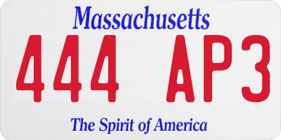 MA license plate 444AP3