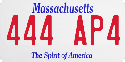 MA license plate 444AP4