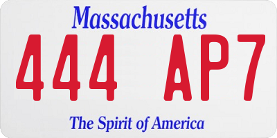 MA license plate 444AP7