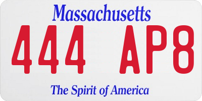 MA license plate 444AP8