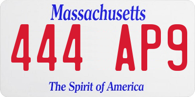 MA license plate 444AP9