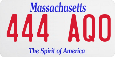 MA license plate 444AQ0