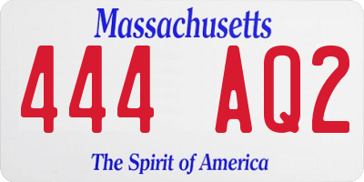 MA license plate 444AQ2