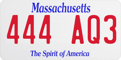 MA license plate 444AQ3