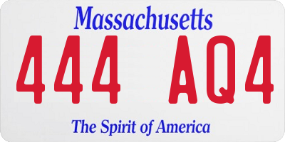 MA license plate 444AQ4