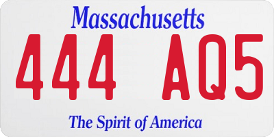 MA license plate 444AQ5