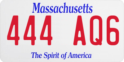MA license plate 444AQ6