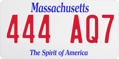 MA license plate 444AQ7