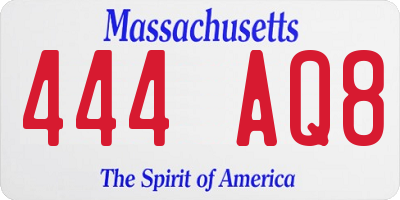 MA license plate 444AQ8