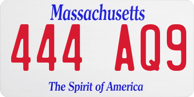 MA license plate 444AQ9