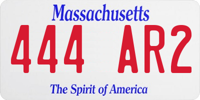 MA license plate 444AR2