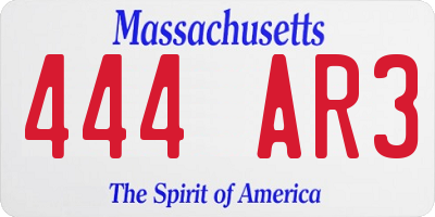 MA license plate 444AR3