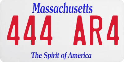 MA license plate 444AR4