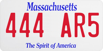 MA license plate 444AR5