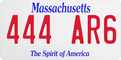 MA license plate 444AR6