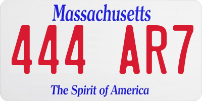 MA license plate 444AR7