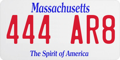 MA license plate 444AR8