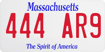 MA license plate 444AR9