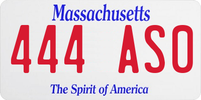 MA license plate 444AS0